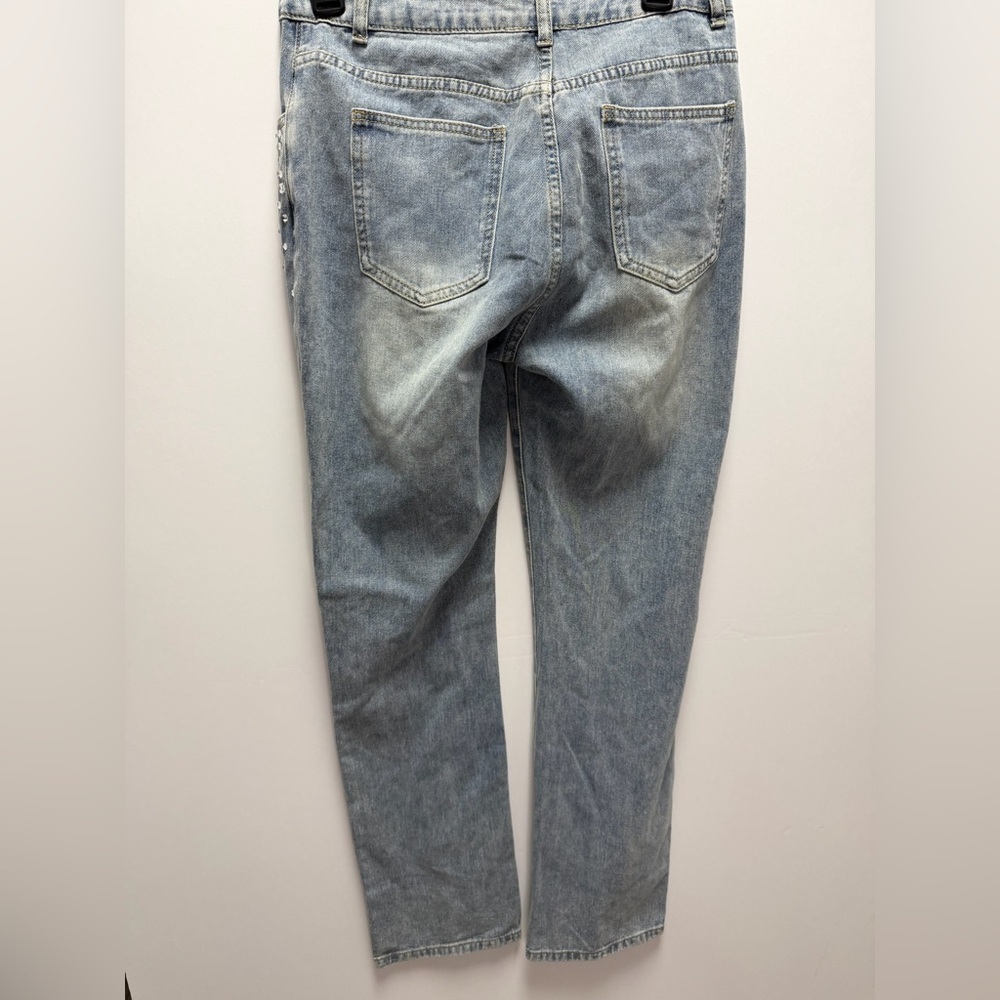 EUC BaeVely Rhinestone Embellished Denim Blue Jeans Size Small - Picture 2 of 7